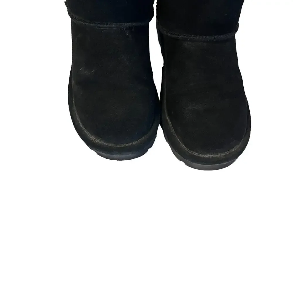 BearPaw Youth Girls Size 3.5 Womens 5 Black Cow Suede Sheep Skin Snow‎ Boots